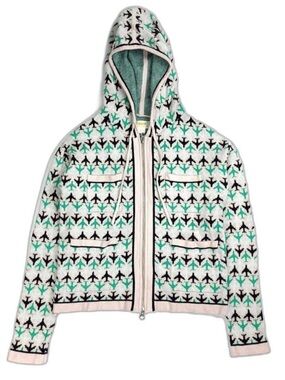 ANTHROPOLOGIE Maeve Harriet Zip Cardigan Sweater Zip Hoodie Airplane Novelty XS